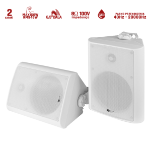 Zestaw kolumn instalacyjnych 100V 6,5" 150W BC65V biały Power Dynamics