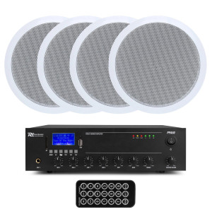 Zestaw nagłośnienia sufitowego 4 x 6'' 5-10W/100V wzmacniacz BT