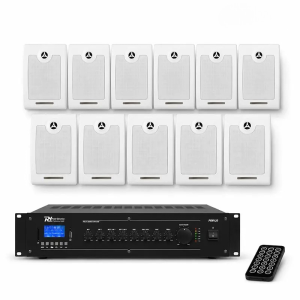 Zestaw nagłośnienia 100V 11x głośnik ścienny 6,5" WS17 + wzmacniacz PRM120 120W