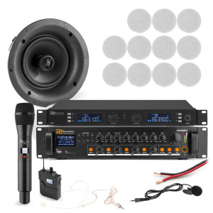 Profesjonalny system głośników sufitowych 12 x 8" FCS8 z zestawem mikrofonów bezprzewodowych