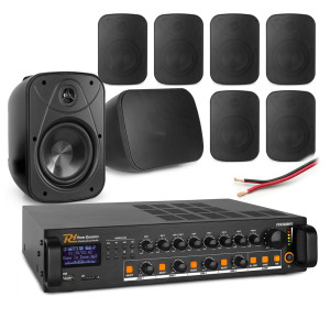 Zestaw profesjonalnych głośników naściennych 8 x 5" BD50TB z wzmacniaczem 4 strefowym