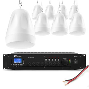 Zestaw głośników wiszących 8 x 6.5" PDS65W biały + wzmacniaczem PRM360