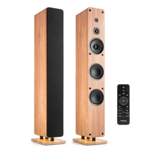 Zestaw kolumn aktywnych podłogowych 320 W radio DAB, FM ARCO jasne drewno