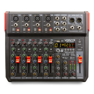 Mikser muzyczny 8-kanałowy REC BT DSP USB VM-KG08 Vonyx+ kabel CX68-3 2x XLR żeński-2x RCA męski 3.0m