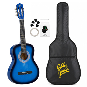 Gitara klasyczna 39" 4/4 niebieska GK39NB+ akcesoria Golden Guitar