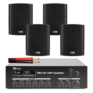 Zestaw odpornych na warunki pogodowe głośników 4 x 5.25" BC50V czarnych z wzmacniaczem bluetooth
