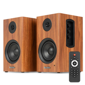 Aktywny zestaw głośników półkowych 60W BT brązowy BS15 Audizio