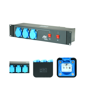 Dystrybutor zasilania 16A 9 gniazd, rack 19 PBOX-9SW-FR AFX Light