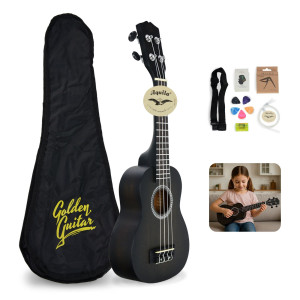 Zestaw: Ukulele sopranowe 21" HRF21 czarne+ akcesoria Golden Guitar