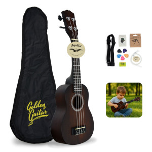 Zestaw: Ukulele sopranowe 21" HRF21 brązowe+ akcesoria Golden Guitar