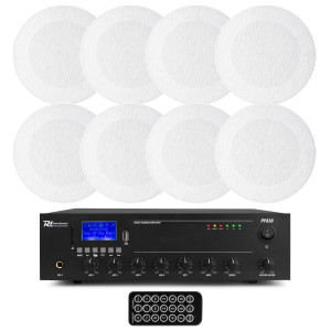 Zestaw nagłośnienia sufitowego 8 x 5'' 100 V ze wzmacniaczem BT