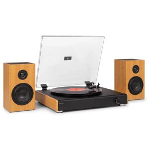 Gramofon RP337BB Vintage z bezprzewodowymi głośnikami BT jasne drewno Audizio