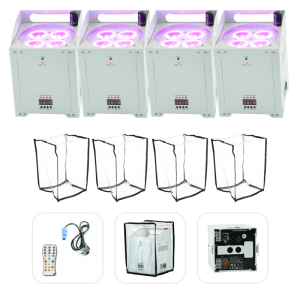 4x Oświetlacz bateryjny PARLED-W15WH LED RGBAW 60W AFX Lihgt+ 4x osłona przeciwdeszczowa gratis