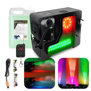 Zestaw: Wytwornica dymu pionowego i poziomego ARES 3000LED Firefog+ płyn 5l