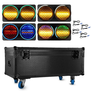 Zestaw: 4x reflektor retro LED RGB COB Lucendi R2 + Case