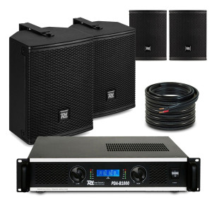 Zestaw 4 głośników ściennych PDW6B 6.5" do montażu w restauracji – kolor czarny