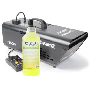 Zestaw: Wytwornica dymu HAZER 1500W F1500+ płyn do dymu 1L