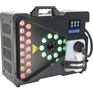 Zestaw: Wytwornica dymu pionowego 1800W DMX LED RGBA & RGBW+ płyn do dymu 5L