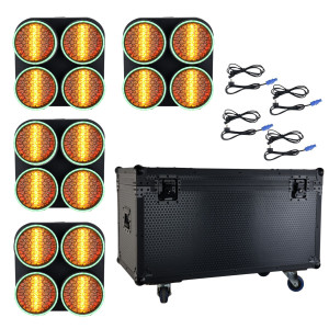 Zestaw: 4x Reflektor retro LED RGB COB DMX R4 Lucendi+ Case