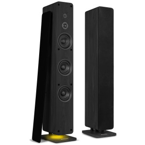 Aktywny zestaw kolumn podłogowych Audizio Arco – kolumny Hi-Fi z bezprzewodowym parowaniem stereo – 320 W – czarny