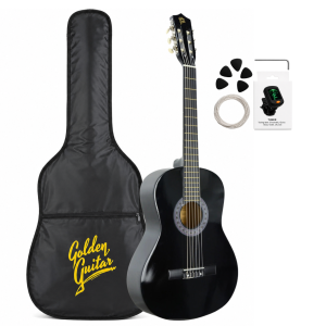 Gitara klasyczna 39" 4/4 czarna+ akcesoria GK39CZ Golden Guitar