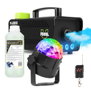 Zestaw: Wytwornica dymu 500W Fuzzix+ płyn 250ml gratis+ płyn 1L + półkula LED