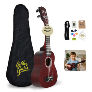 Zestaw: Ukulele sopranowe 21" HRF21 czerwone+ akcesoria Golden Guitar