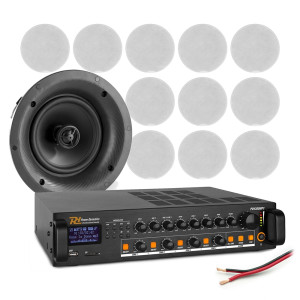 Profesjonalny system głośników sufitowych 12 x 6.5" FCS6 z wzmacniaczem 4 strefowym