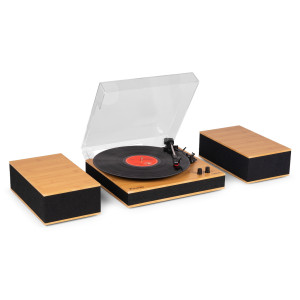 Gramofon z głośnikami i BT Tupelo jasne drewno Audizio