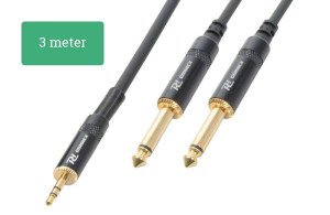Kabel mini Jack męski (3,5mm) Stereo - 2x Jack 6,3mm Mono 3m PD Connex