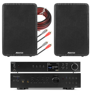 Zestaw kina domowego wzmacniacz HiFi 4x 100W, 2 x kolumna 6,5'', radio internetowe, okablowanie