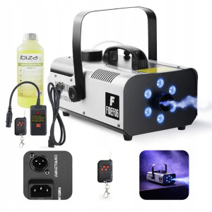 Zestaw: Wytwornica dymu z LED RGB 900W Falcon900LED dwa piloty/ Firefog + płyn 1L