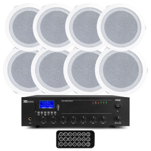Zestaw nagłośnienia sufitowego 8 x 5'' 6W/100V wzmacniacz BT
