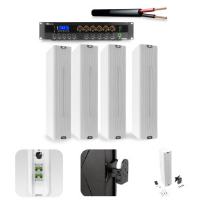 Zestaw nagłośnienia kolumnowego 100V Power Dynamics biały