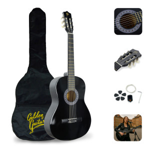Gitara klasyczna 39" 4/4 czarna+ akcesoria GK39CZ Golden Guitar