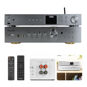 Zestaw Audizio: 2-kanałowy wzmacniacz HiFi 8 Ohm BT AD220A + radio internetowe Adria WiFi DAB+ BT