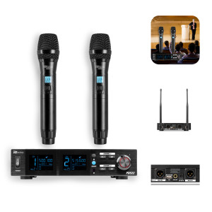 Zestaw mikrofonów bezprzewodowych UHF 2x doreczny + stacja Power Dynamics