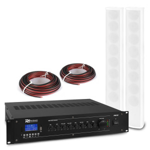 System wewnętrznych kolumn naściennych 2 x ICS8 40W 100V z wzmacniaczem PRM120