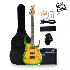 Gitara elektryczna superstrat - kompletny zestaw -Golden Guitar PSG-3 Zielony+ tuner GRATIS