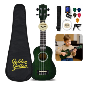 Zestaw: Ukulele sopranowe 21" HRF21 zielone+ akcesoria Golden Guitar