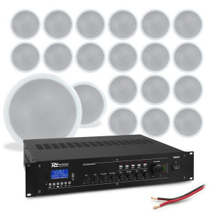 Zestaw białych głośników instalacyjnych 20 x 6.5" CSPB6 100V z wzmacniaczem