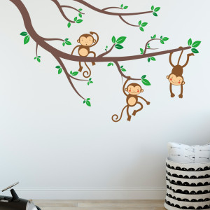 Muursticker Boom Met Aapjes | Muursticker | Kids