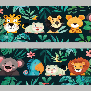 Zelfklevende Behangrand Jungledieren | Behang | Kids