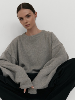 sweter oversize CONSCIOUS STORIES light grey - M