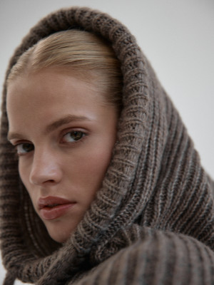 wełniana balaclava AME earth beige - ONE.SIZE