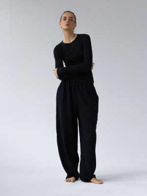 spodnie dresowe z wysokim stanem LE PUMP black - M