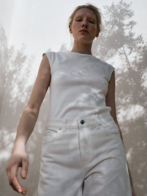 bluzka bez rękawów TETE off-white - L