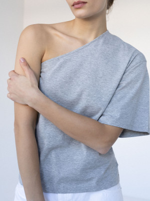 asymetryczny t-shirt ZAI LIGHT grey - L