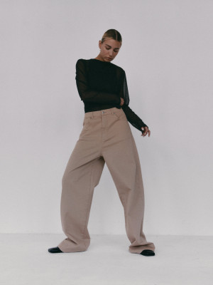spodnie typu wide leg FIGEE beige - XL
