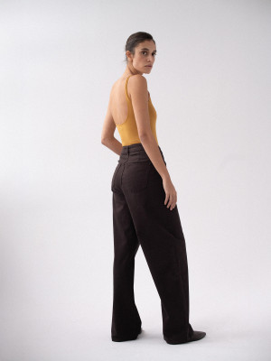 półtransparentne skinny bodysuit mustard - XS